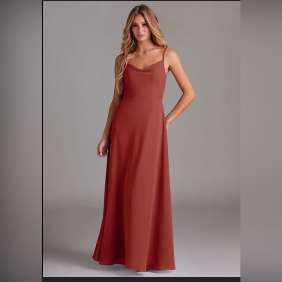 Azazie Dresses & Skirts - Azazie Orange Maxi Dress Spaghetti Strap Sundress